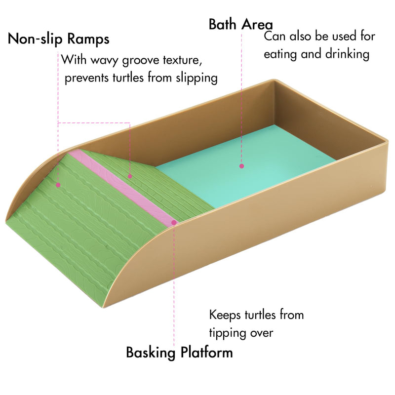 Hacaroa 4 Pcs Tortoise Water Dish with Ramp and Basking Platform, Mango Reptile Food Dish Turtle Water Bowl, Reptile Bathing Pool Amphibians Habitat Accessories for Lizard, Box Turtle, Horned Frog - PawsPlanet Australia