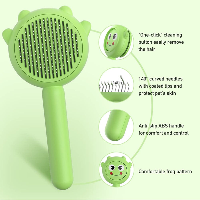 Dog Brush for Short or Long Haired Dogs, Frog Shape Dog Brush with Release Button, Dog Hair Brush Dog Grooming Deshedding Brush for Dog Kitten Rabbit Massage Removes Loose Fur Medium - PawsPlanet Australia