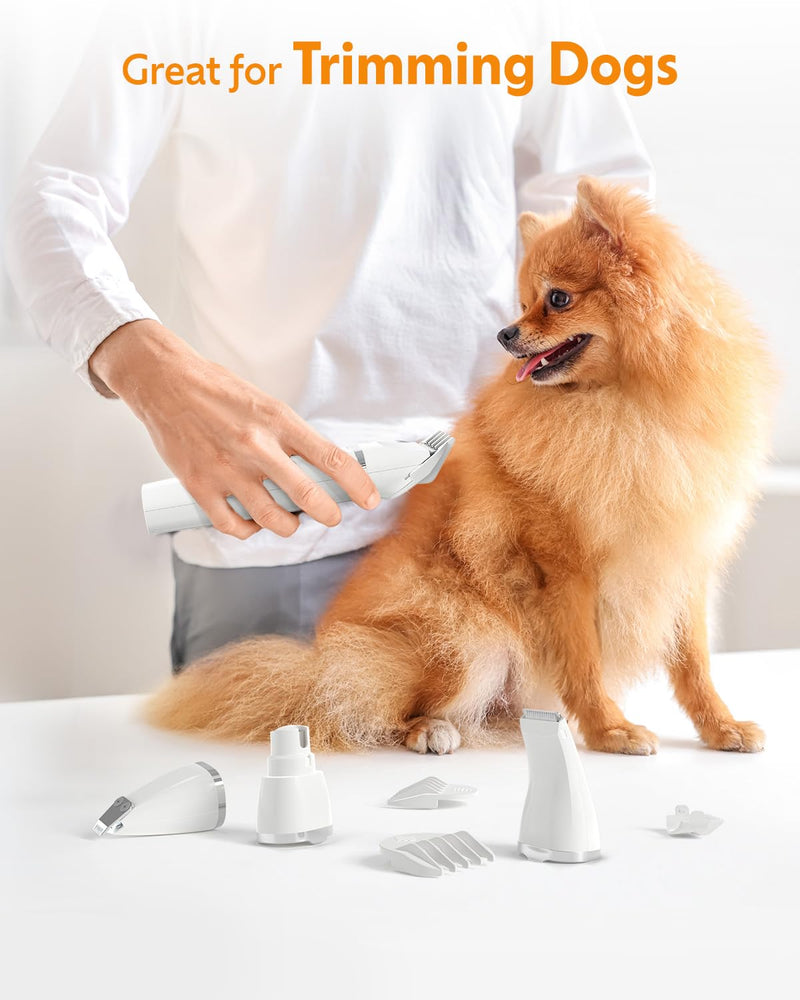 Dogs Hair Clippers Grooming Kit with Nail Grinder, 4 in 1 Cordless Electric Trimmer Low Noise USB Rechargeable, Pet Trimmer for Grooming Paws, Eyes, Ears, Face,Nail, Matted Hair for Small Dog Cat - PawsPlanet Australia