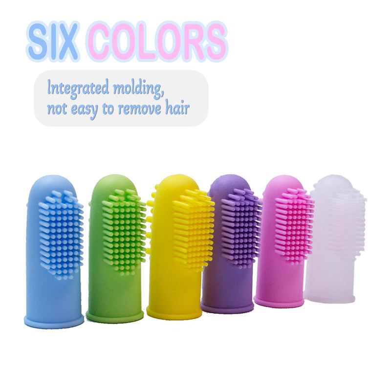 Dog Finger Toothbrush Silicone Pet Finger Toothbrush for Dogs Cats，Dogs Teeth Plaque Dog Dental Care with Storage Case,Easy Teeth Cleaning (6 Color) 6 Color
