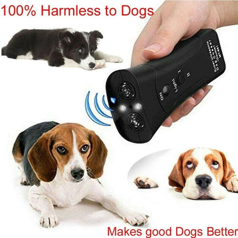Ultrasonic Anti Dog Barking Pet Trainer LED Light Gentle Anti Barking Chaser Style 3 in 1 Bark Control Tool, Pet Training Device, Handheld Trainer, Stop Barking & Repellent Indoor Outdoor - PawsPlanet Australia