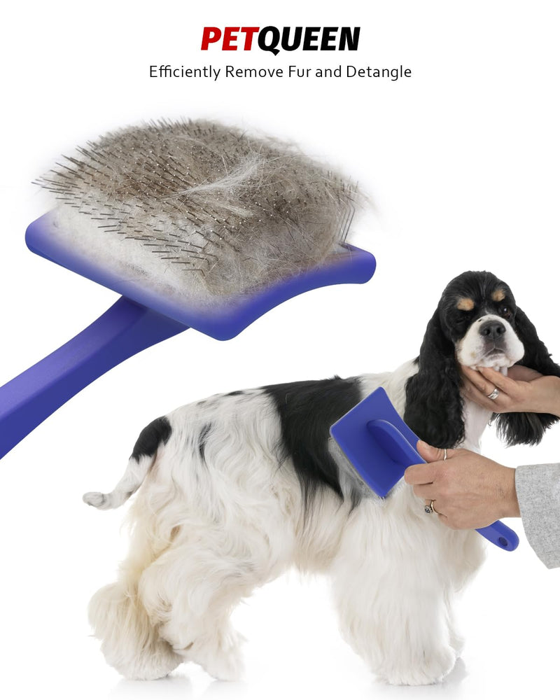 Dog Slicker Brush, Large Dog Brush, Professional Doodles Brush, for Poodles, Goldendoodles and Labradoodles, Easy to Remove Tangles, Mats and Fluff, Blue