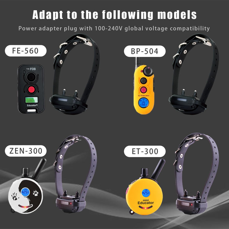 Replacement for Mini Educator E Collar Charger, Dual Lead Charger Compatible with Educator 300, 400 Series, RX, FOB and BP-504 Dog Training Collar Power Adapter Supply Cord - PawsPlanet Australia