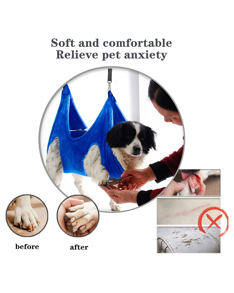 Dog Grooming Harness, Multifunctional Cats and Dogs Grooming Hammock, Pet Beauty Assistant, Nail Scissors/Nail Trimmer/Round Head Scissors (Medium, blue) Medium - PawsPlanet Australia