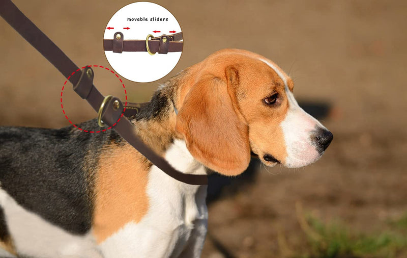 LWBMG 5.6ft Leather Dog Leash, Real Leather Slip Lead, Soft Adjustable Dog Training Leash for Small to Large Dogs, Brown 6ft x 3/4'' - PawsPlanet Australia