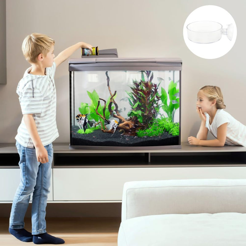 2 Pack 60mm Aquarium Shrimp Feeder Dish with Suction, Round Clear Fish Tank Food Tray Container, Feeder Bowl, Prevent Food Spilling - PawsPlanet Australia