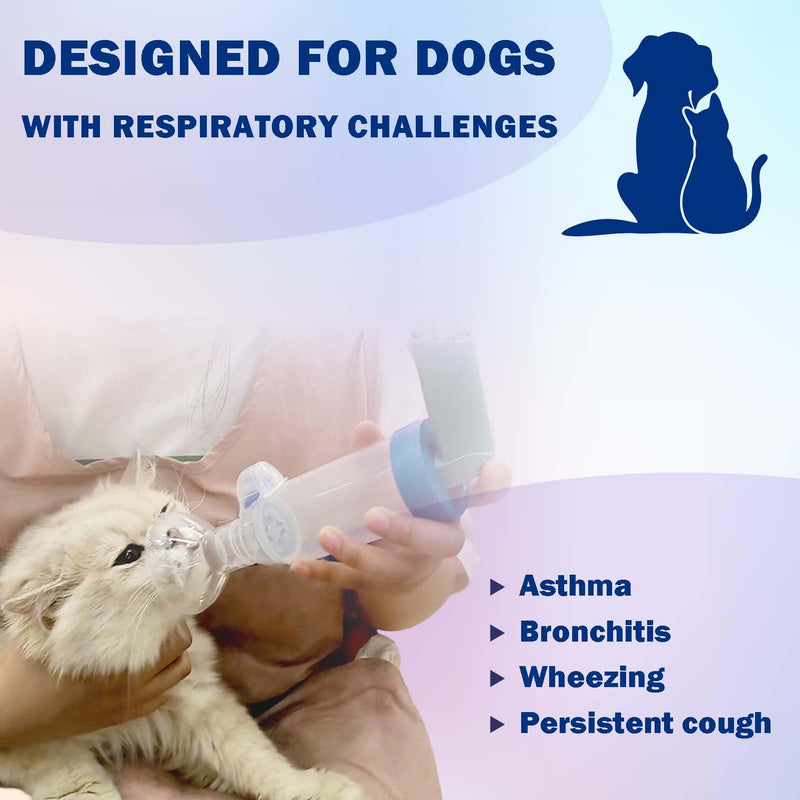 Pet Inhaler Spacer with 2-Sized Masks for Cats and Dogs, Aerosol Chamber with Breathing Flow Indicator, Compatible with any MDI
