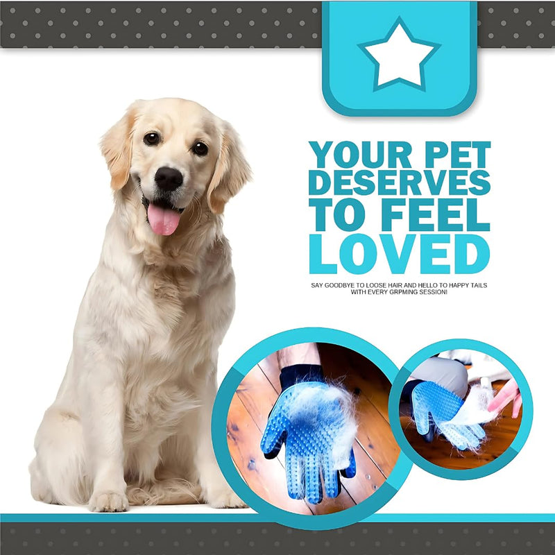 Dog Grooming Gloves for Shedding, Pet Grooming Gloves for Dogs and Cats, Deshedding Brush Glove for Pets, Hands On Glove for Grooming Dogs with Soft Silicone Tips for Effective Hair Removal - PawsPlanet Australia