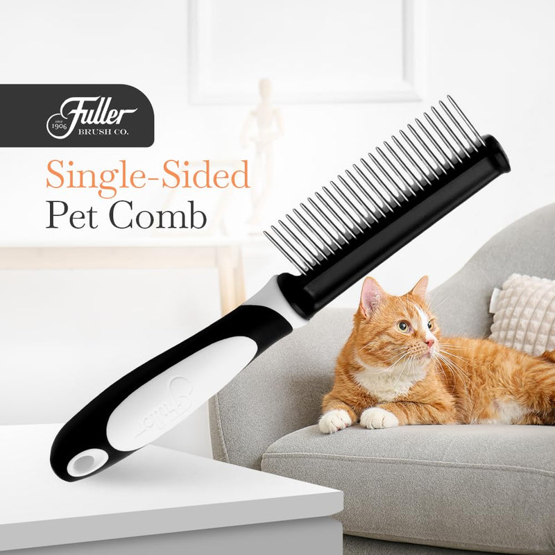 Fuller Brush Single-Sided Pet Comb - 25 Rust-Resistant Stainless Steel Pins - Ergonomic Rubberized Easy Grip Handle - Remove Tangles, Mats & Reduce Loose Hair - Tool for Grooming Dogs & Cats - PawsPlanet Australia