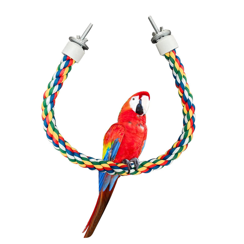 2PCS Bird Rope Perches, Colorful Cotton Parrot Toys Comfy Perch for Rope Bungee Bird Toy 21 Inch