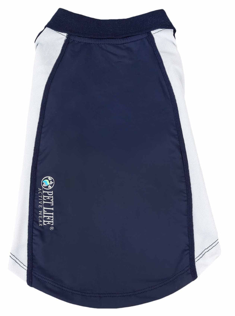 Pet Life ® Active 'Barko Pawlo' Relax-Stretch Wick-Proof Performance Dog Polo T-Shirt, Medium, Navy Navy With White - PawsPlanet Australia