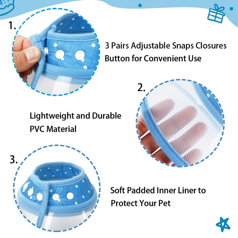 Vivifying Dog Cones for Small Dogs, Adjustable 5.7-8in Pet Cone, Lightweight Recovery Elizabethan Collar for Cats, Puppies and Mini Dogs (Blue) M(Neck: 5.7-8.0 in) Blue - PawsPlanet Australia