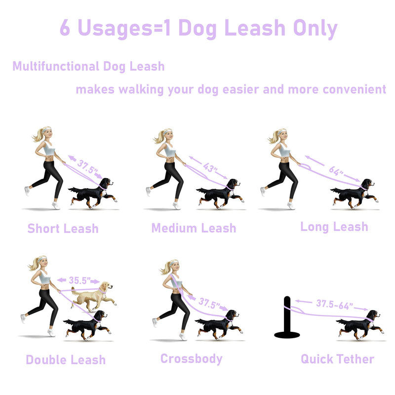 ZALER Dog Collar and Leash Set, Waterproof Adjustable Odor Proof Pet Collars Leashes Easy to Clean, 6FT Dog Leash with 2 Hooks for Large, Medium Small Dogs (S, Purple) Lilac Purple S(Collar:8.6''-12.6''; Leash:6ft) - PawsPlanet Australia