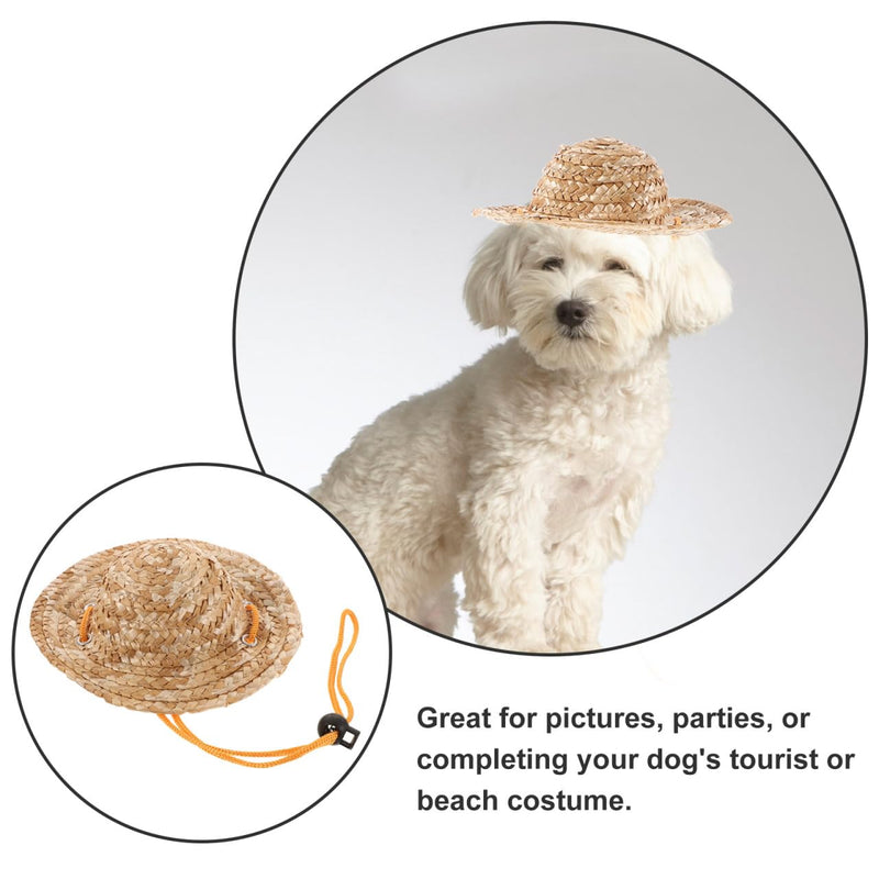 Pet Sombrero Straw Hat - Summer Hat Adjustable Hawaii Garden Sun Bucket Cap Beach Hat for Puppy Small Dogs Cats (Size L) Picture 1 - PawsPlanet Australia
