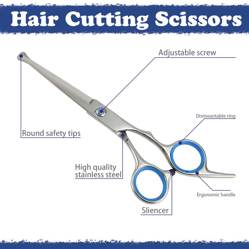 Hair Cutting Scissors Kit,27PCS Professional Stainless-Steel Sharp Barber Professional Hairdressing Shears Set with 6.5 Inch Cutting Scissors,Thinning Shears for Man Woman Adults Kids Home Salon Blue - PawsPlanet Australia