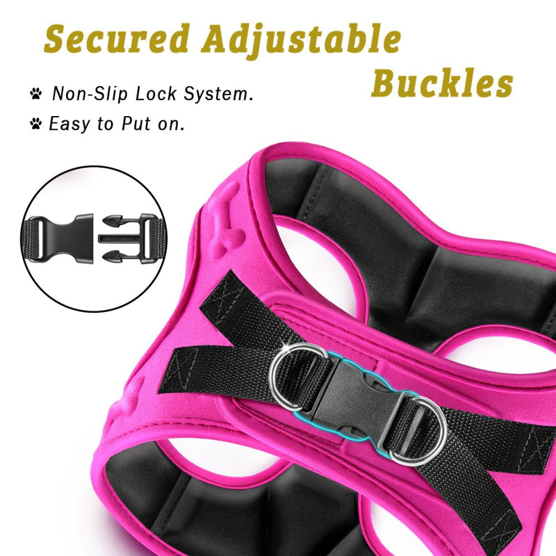 Comfort Fit Dog Harness Soft Padded No Pull Harness with Adjustable Buckles for Small Medium Large Dogs Step in Pet Vest with Easy Control Handle for Walking Jogging Running Training Dogs & Puppies S (Chest 14.5"-17") Pink - PawsPlanet Australia