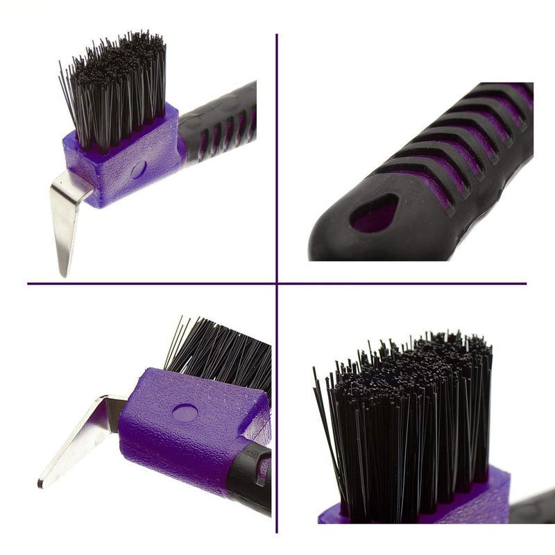 Horse Hoof Pick Brush with Soft Touch Handle (Purple) Purple