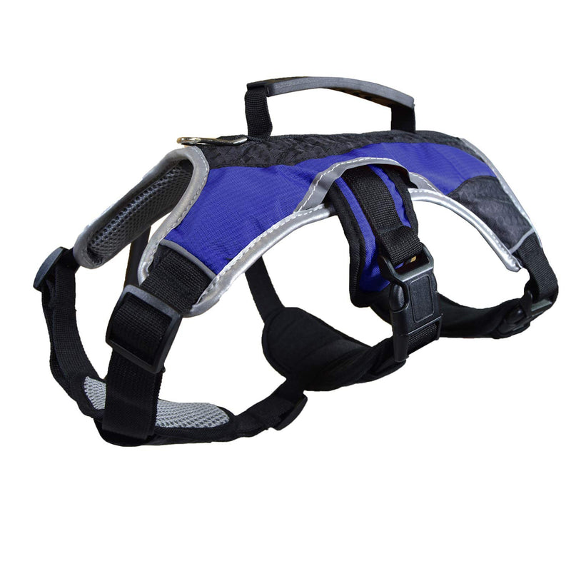 No-Pull Dog Harness - Padded, Mesh Fabric Dog Vest with Reflective Trim, Lifting Handles and Buckle Straps - Blue Dog Harness - L Large (27" - 38" chest) - PawsPlanet Australia