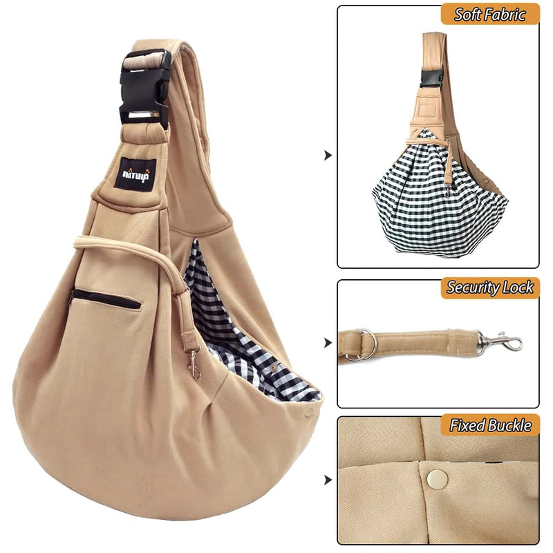 NATUYA Small Dog Carrier Sling Cat Sling,Adjustable Strap Hand Free Pet Puppy for Outdoor Traveling Subway (Apricot) Apricot - PawsPlanet Australia