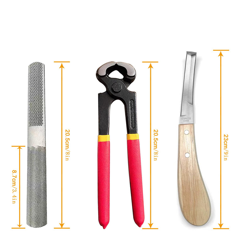Farrier Tools, 8 Inch Farrier Tool Kits (8 Piece) Goat Hoof Trimmers Mini Rasp Hoof File Goat Pig Equine Metal Shears Professional Farriers Hoof Nipper Cutter Handle Knife Goat Supplies