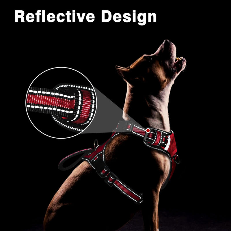 WINSEE Service Dog Vest No Pull Dog Harness with 7 Dog Patches, Reflective Pet Harness with Durable Soft Padded Handle for Training Small, Medium, Large, and Extra-Large Dogs Red - PawsPlanet Australia