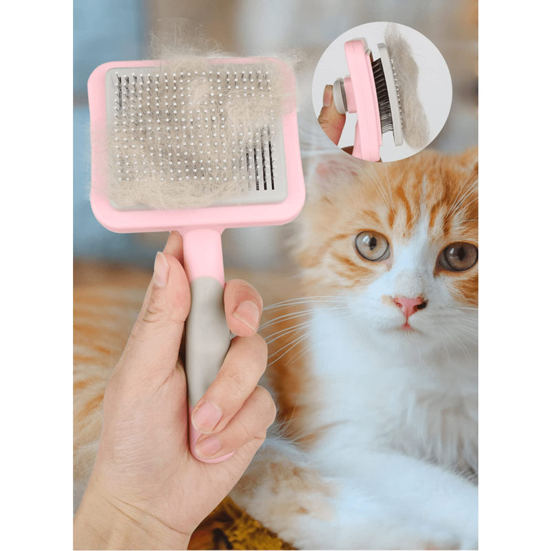 IOO Grooming Brush For Cat And Dog, Self Cleaning Slicker Brushes For Pet， Pet Grooming Brush Can Gently Removes Loose Undercoat, Mats Tangled Hair Slicker Brush for Pet Massage Cleaning (blue) blue - PawsPlanet Australia
