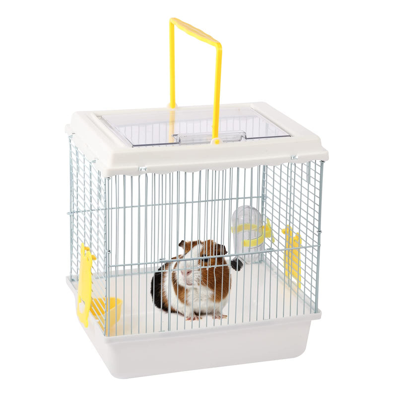 Hamster Travel Portable Carrier Cage Small Animal Carry Case with Water Bottle&foodbowl& for Dwarf Hamster,Ferrets,Hedgehog,Chinchilla,Guinea pig(White)