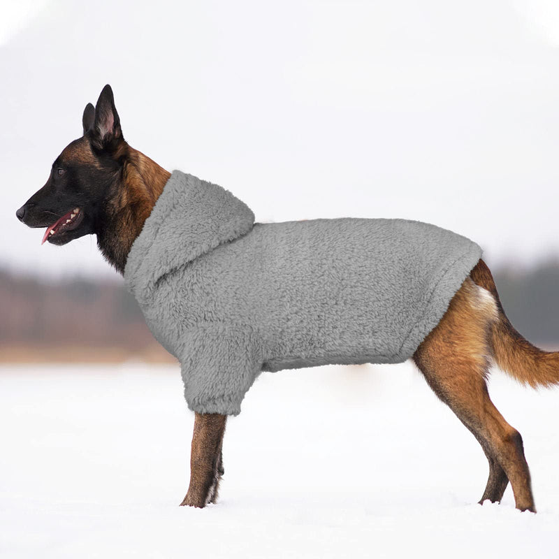 Fuzzy Dog Hoodie Dog Sweater Dog Clothes Warm Soft Dog Coats Hooded Sweatshirt Fleece Dog Hoodies for Large Dogs Dog Sweaters for Extra Large Dogs(Grey-XL) X-Large Grey - PawsPlanet Australia