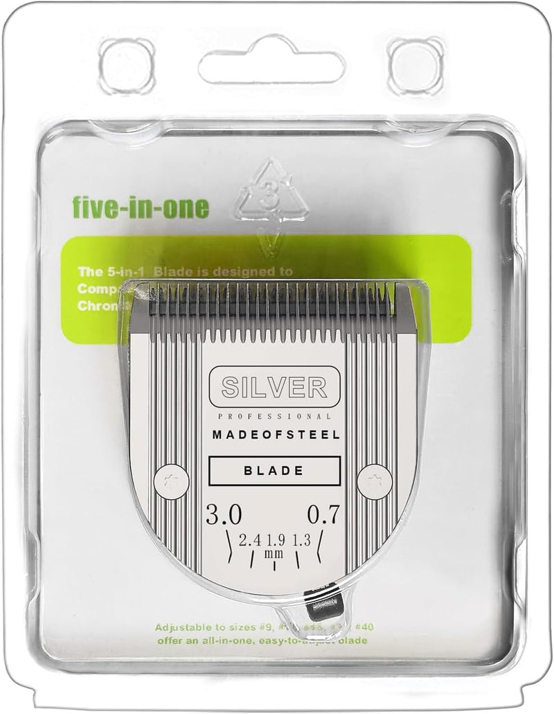 Adjustable 5 in 1 Replacement Blades Compatible with WAHL Bravura .Chromado，Creativa，Figura Dog Clippers for Dogs Grooming(1 Pc) 1 Pack Silver - PawsPlanet Australia
