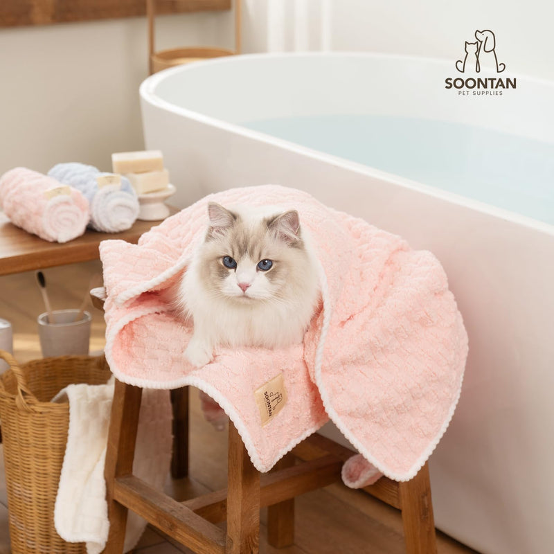 Microfiber Dog Towel Set for Drying Dogs – Absorbent, Quick-Dry, and Soft Towels for Bathing and Grooming Dogs and Cats, Including 2 Different Sized Towels – Cloud Pet Towels Yellow - PawsPlanet Australia