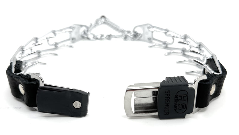 Herm Sprenger Prong Collar for Dog Training with Easy Quick Release Cliclock & Swivel Ring - German Made Dog Collar with Chrome Plated Stainless Steel 2.25mm Prongs for Small/Medium Dogs (13-19" Neck) Small/Medium (13-19" Neck, 2.25mm Links) - PawsPlanet Australia