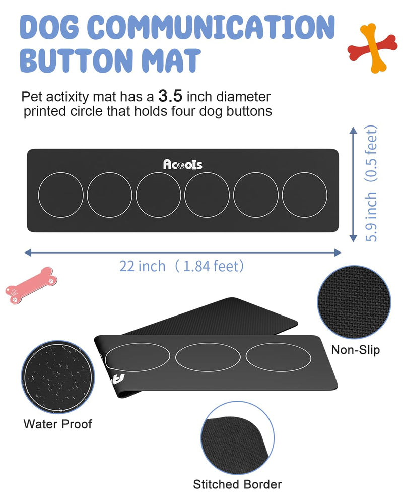 Dog Buttons for Communication, 6 Pcs Dog Talking Button Set, 30s Voice Recordable Pet Training Buzzer, Speaking Buttons for Cats & Dogs with Waterproof Dog Activity Mat and 24 Scene Stickers 6 Pack - PawsPlanet Australia