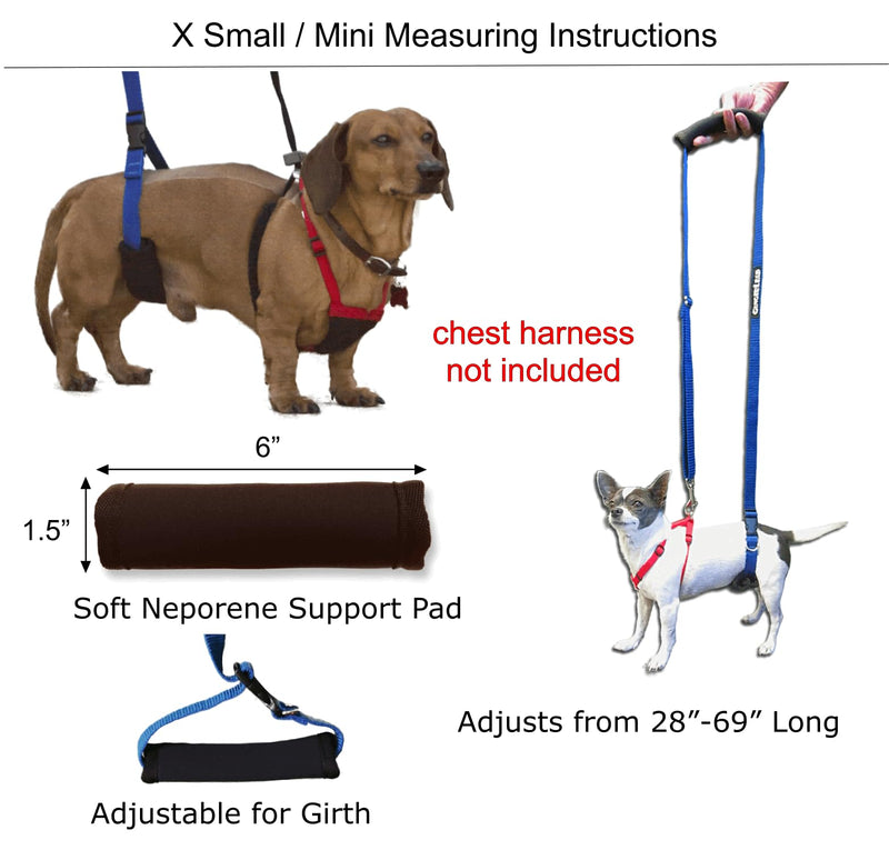GINGERLEAD Dog Support Sling Harness, X-Small Fits Little Pets Under 25 lbs or Dachshunds with IVDD, Spinal Disc Disease, or Back Injuries. Assist Old or Recovering Pets. Chest Harness NOT Included. - PawsPlanet Australia