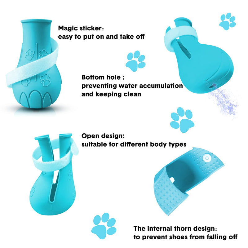 Cat Claw Covers Cat Boots for Cats Only, Cat Anti-Scratch Shoes Adjustable Prickly Anti-Off Shoes, Soft Silicone Cat Paw Protector Boots for Cat Grooming Bathing Shaving to Prevent Scratching (Blue) Blue-1 - PawsPlanet Australia