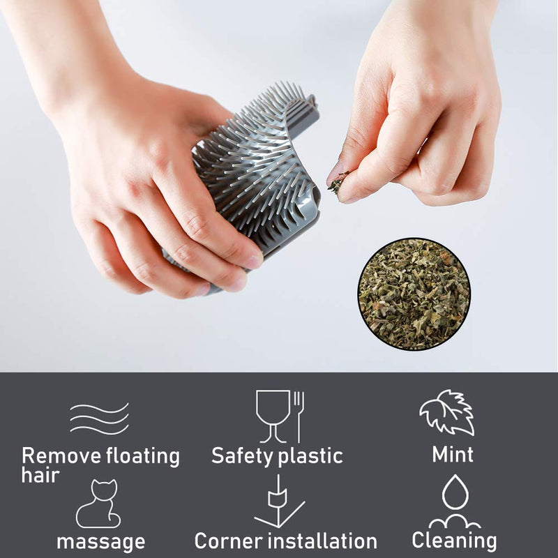 IMISNO Cat Self Groomer Toy Wall Corner Massage Comb Perfect Massager Brush with Catnip (4 PCS Gray) 4GRAY - PawsPlanet Australia