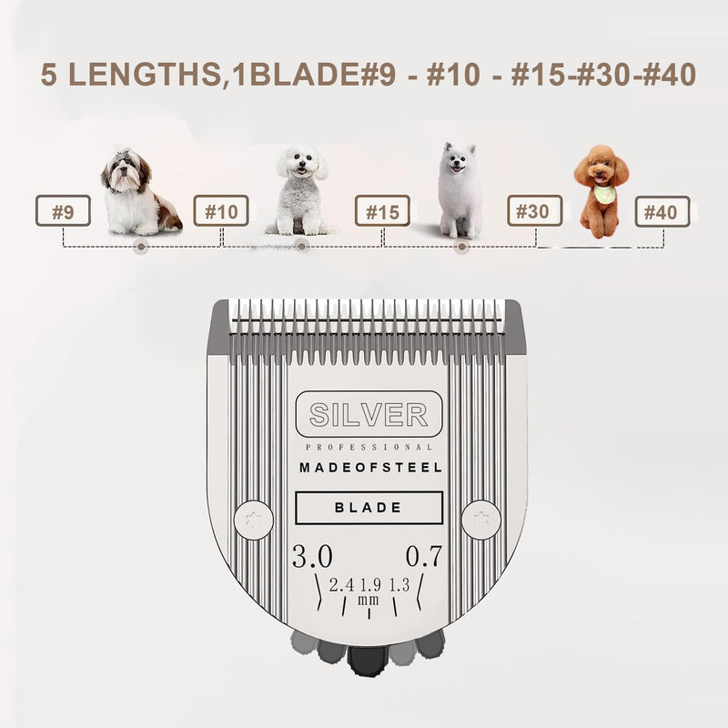 5 in 1 Replacement Blades Compatible with WAHL Bravura .Chromado，Creativa，Figura Dog Clippers for Dogs Grooming（2 Packs Silver - PawsPlanet Australia