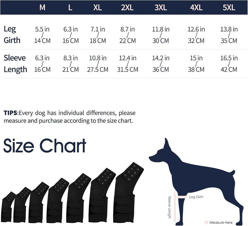 IECOii Dog Recovery Suit,Dog Leg Sleeve for Surgery,Adjustable Dog Wound Elbow Brace Protector,Dog Recovery Sleeve to Prevent Bite Licking,Dogs Protective Sleeve,Dog Post Surgery Body Suit,Black,4XL 4XL(Leg Girth:12.6"/32CM,Sleeve Length:15"/38CM) Black