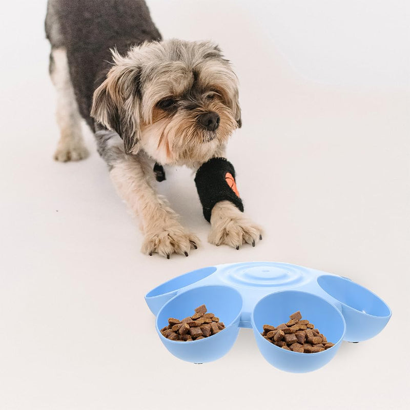 POPETPOP 2pcs Cat Food Water Bowls Plastic Dog Cat Feeder Bowls Multi- Feeder 6-Meal Kitten Food Dishes Petals Shaped Dog Bowl Blue - PawsPlanet Australia