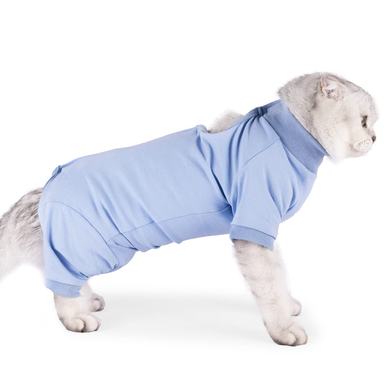 Cat Recovery Suit After Surgery, Pet Recovery Wear for Abdominal Wounds Cat Onesie Cone E-Collar Alternative,Blue M Blue