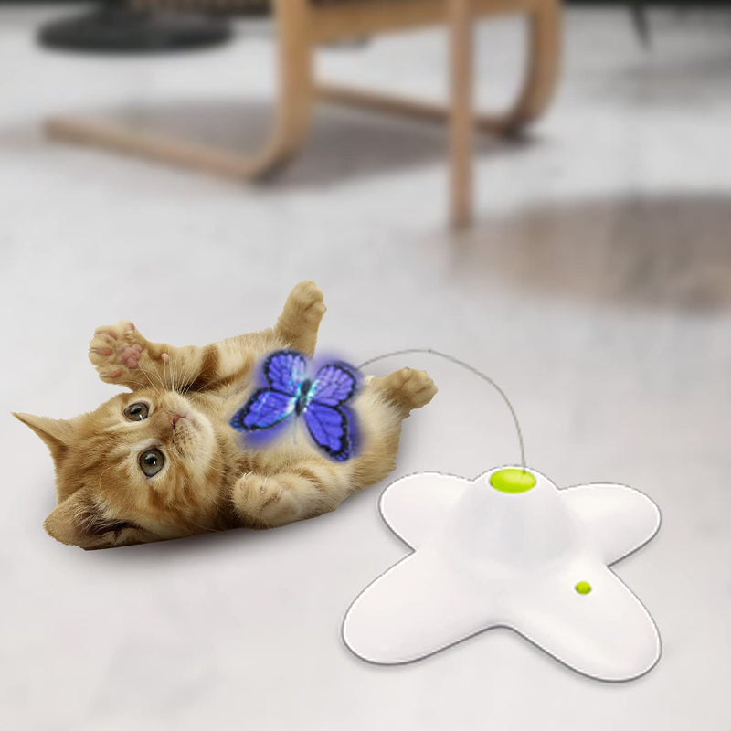 ALL FOR PAWS Interactive Cat Toy, Butter-Fly Cat Toys Interactive for Indoor Cats,Flutter Bug Cat Toys,Flutter Rotating Kitten Toys with 2 Replacements Classic Butterfly Toy - PawsPlanet Australia