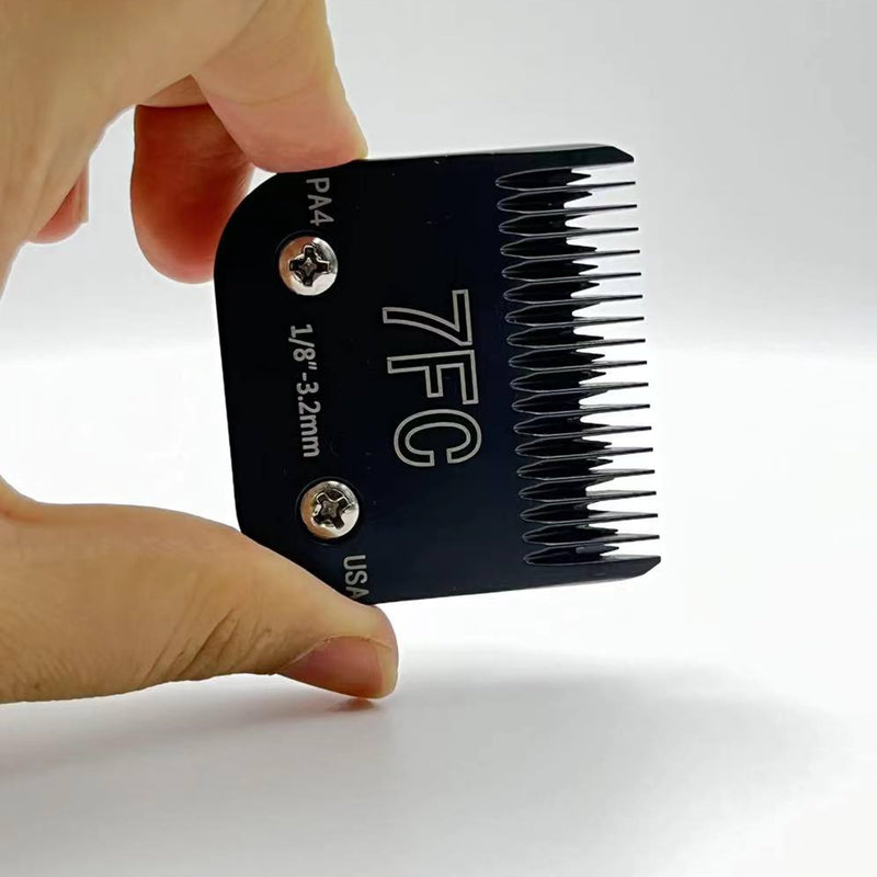 Detachable Steel Pet Dog Clipper Blades,Size-7FC,Compatible with Andis Cut Length 1/8"(3.2mm),Compatible with Oster A5, Fit for Wahl KM Series Clippers, Made of Stainless Steel Blade Black-7FC-1/8"(3.2mm)