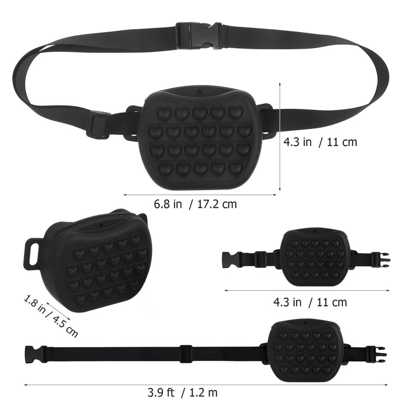 SUPVOX Dog Treat Pouch,2.0-Upgrade Stronger Magnetic Closure to Avoid Spilling, Silicone Treat Bag Fanny Pack with Waist Belt for Pet Training Walking (Black)