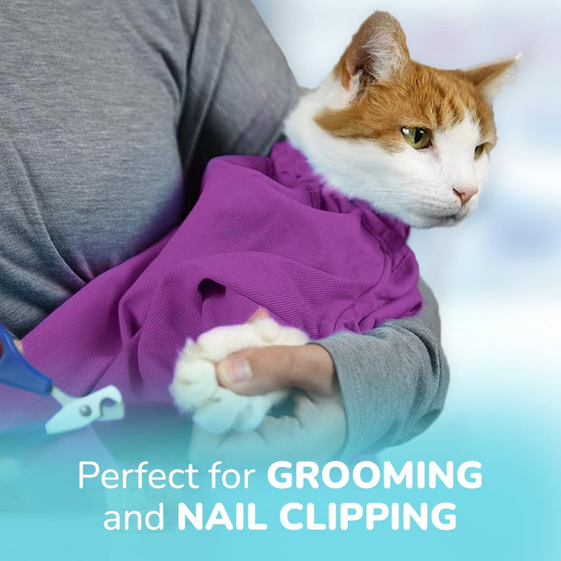 Cat-in-the-Bag Cozy Comfort Carrier - Large Lavender Pet Carrier and Cat Carrier Soft for Grooming, Vet Visits, Medication Administration, Dental Care, and Nail Trimming Large – 10 lbs. and up. - PawsPlanet Australia