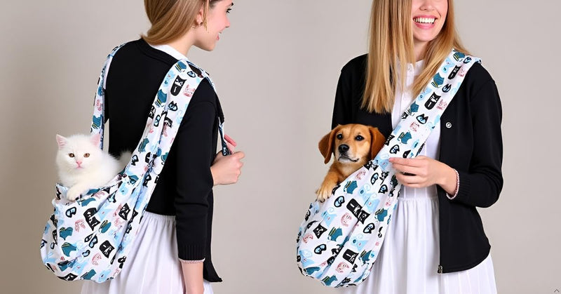 Double-Layer Adjustable Pet Carrier Sling Bag for Large Dogs and Cats, Reversible Design, Dog mom Gifts,Navy and Pink (White) white - PawsPlanet Australia