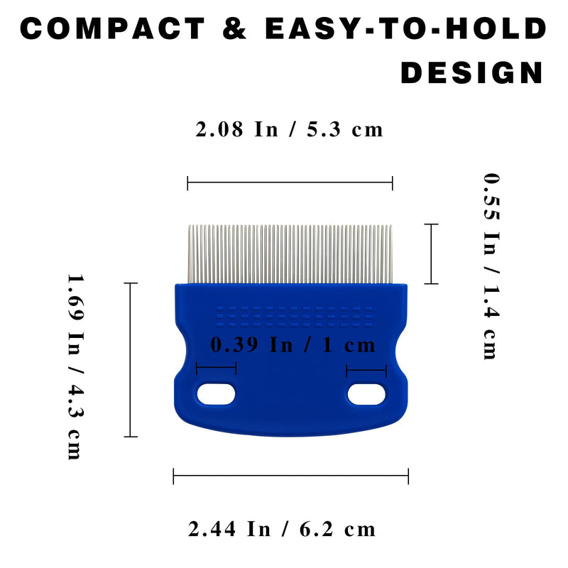 Stainless Steel Flea & Lice Combs for Dogs and Cats, Rounded-Tooth Pet Grooming Tools for All Coat Types, 8 Pieces