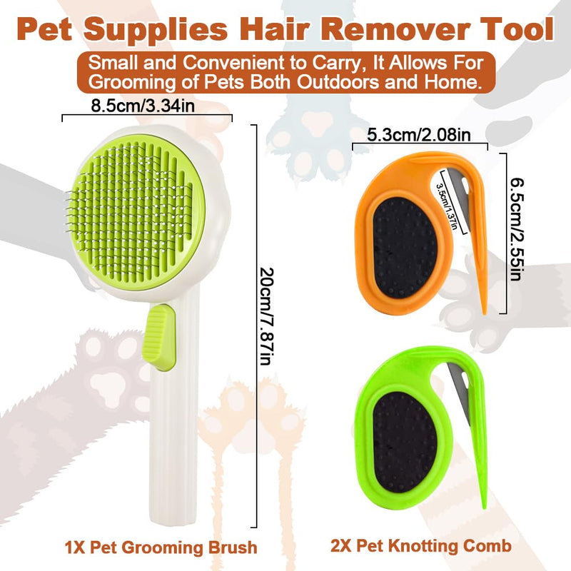 2PCS Pet Knotting Comb with 1PC Cat Brush Dog Brush with Release Button for Shedding, Jaxbo Pet Grooming Comb Dog and Cat Shedding Tool for Removing Tangled and Loose Hair - PawsPlanet Australia