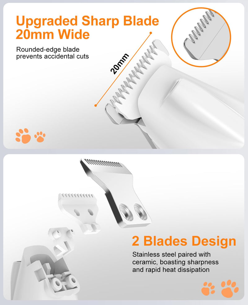 2026 New Pet Precision Trimmer, 35dB Low-Noise Dog Paw Trimmer with LED Light, Safe Curved Ceramic Blade Electric Pet Paw Grooming Kit for Dogs & Cats Paw, Ear, Face, Butt, Eyebrows - PawsPlanet Australia