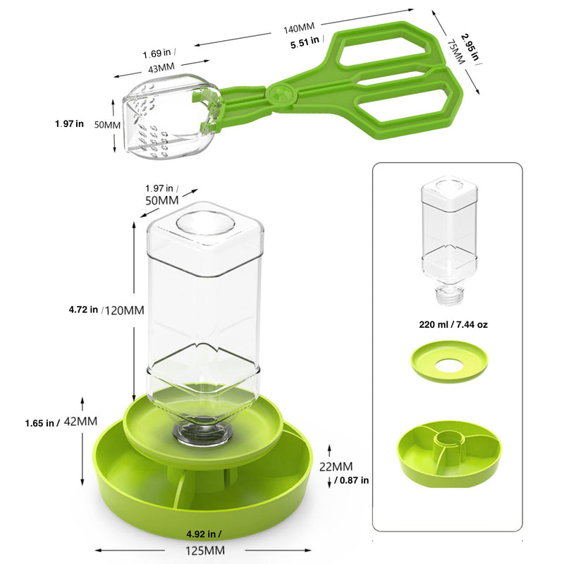 2-in-1 Reptile Feeding Water Bottle and Feeding Clamp,Automatic Feeders Bowl for Bearded Dragon Gecko Snake Lizard Turtles and Other Small Animals - PawsPlanet Australia