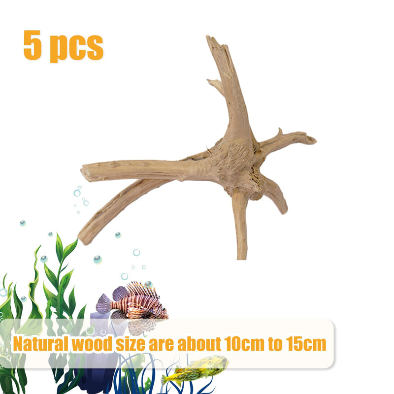 Aquarium Driftwood Natural Trunk Driftwood Assorted Branches 3.9-5.9" Assorted Trunk Terrarium Ornament(5 Pcs) - PawsPlanet Australia