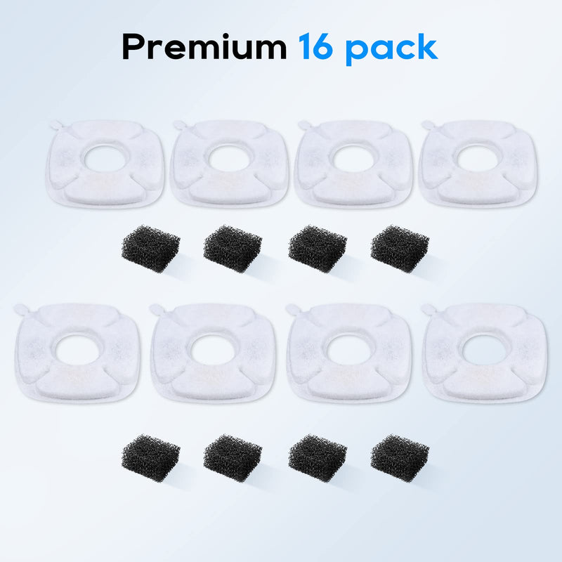 MyfatBOSS Cat Water Fountain Filter, Replacement Filters & Replacement Pre-Filter Sponges Fit for Veken 95oz/2.8L Automatic Pet Fountain Cat Water Fountain Dog Water Dispenser 8+8 pcs - PawsPlanet Australia